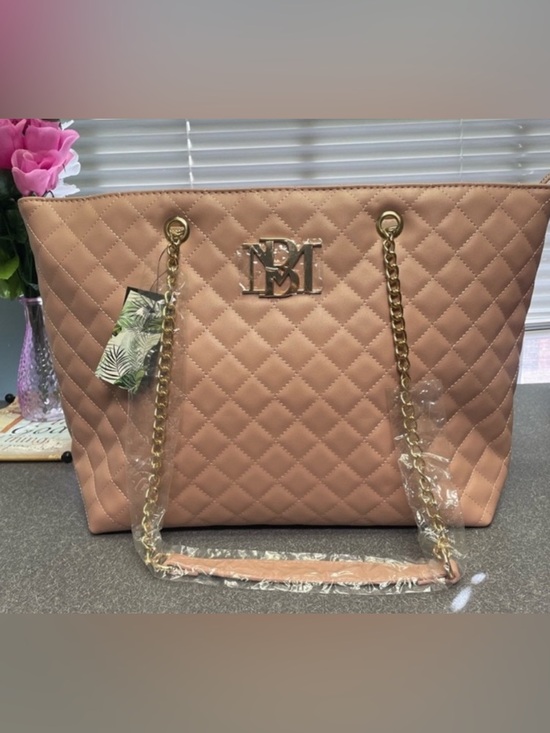 Badgley Mischka Handbags - Badgley Mischka Quilted Blush Tote with Gold Chain Handles